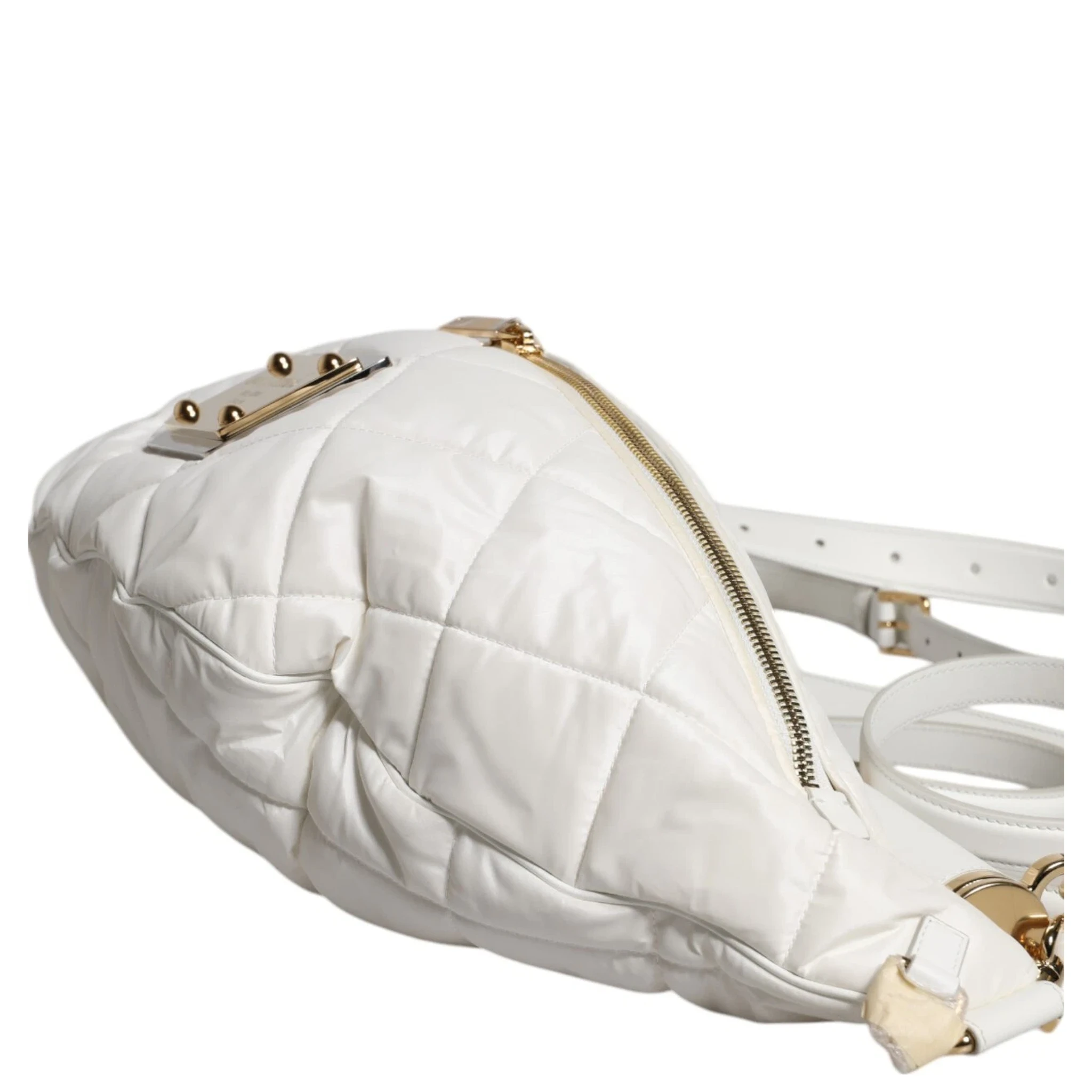 White Quilted Logo 90's Sicily Belt Waist Fanny Pack Bag
