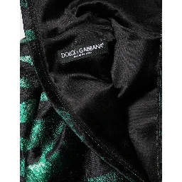 Black Green Metallic Jacquard Mini Long Dress