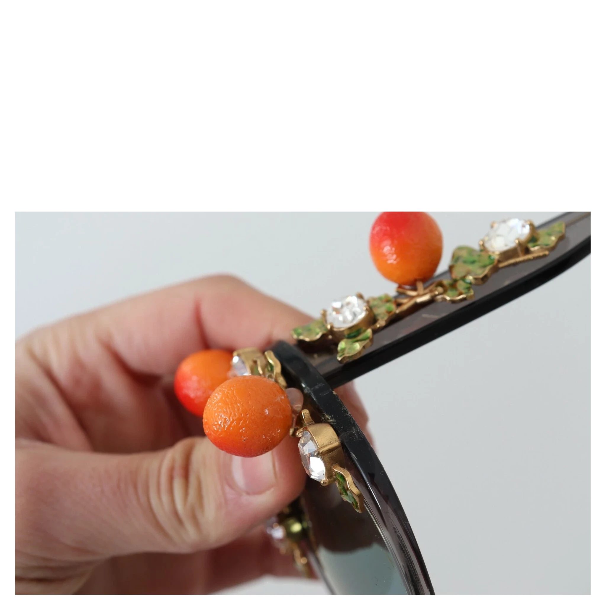 DG4283B Acetate Crystals Orange Appliques Sunglasses