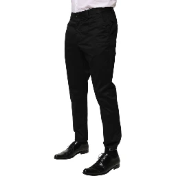 Black Cotton Tapered Men Formal Trousers Pants