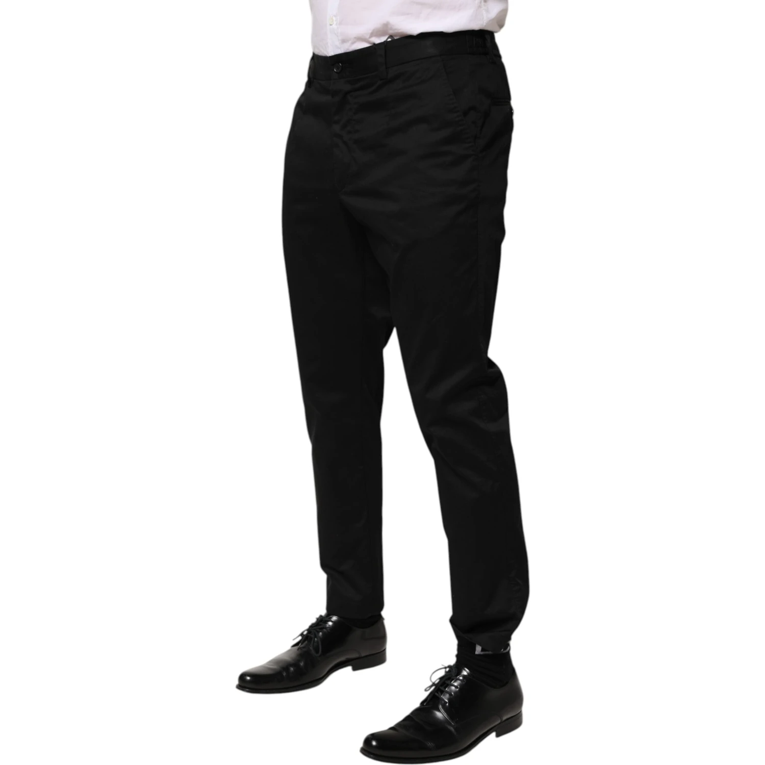 Black Cotton Tapered Men Formal Trousers Pants