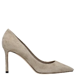 Gray Leather High Heel Pumps