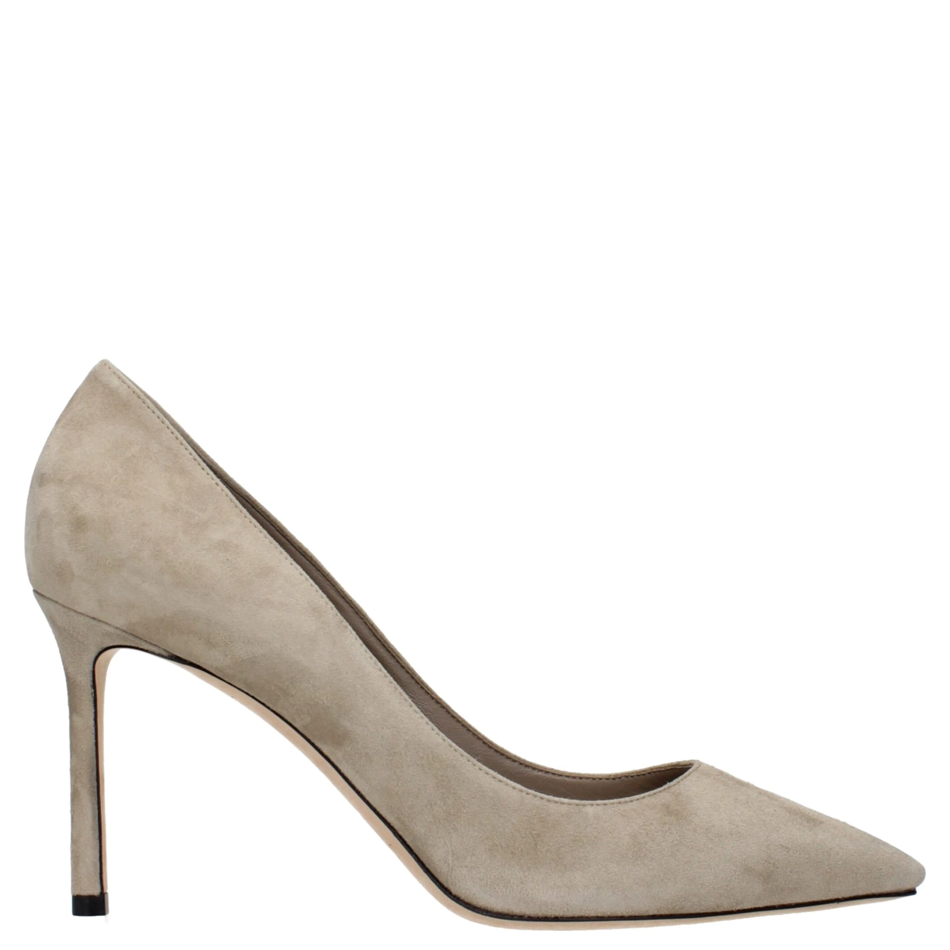 Gray Leather High Heel Pumps