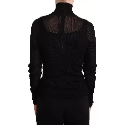 Black Turtleneck Form Fitting Pullover Sweater