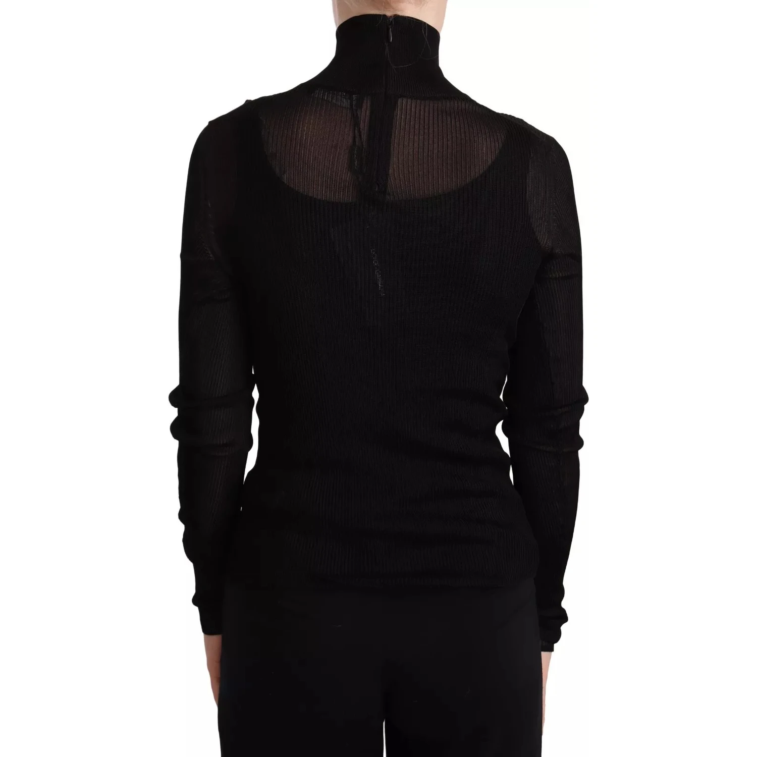 Black Turtleneck Form Fitting Pullover Sweater