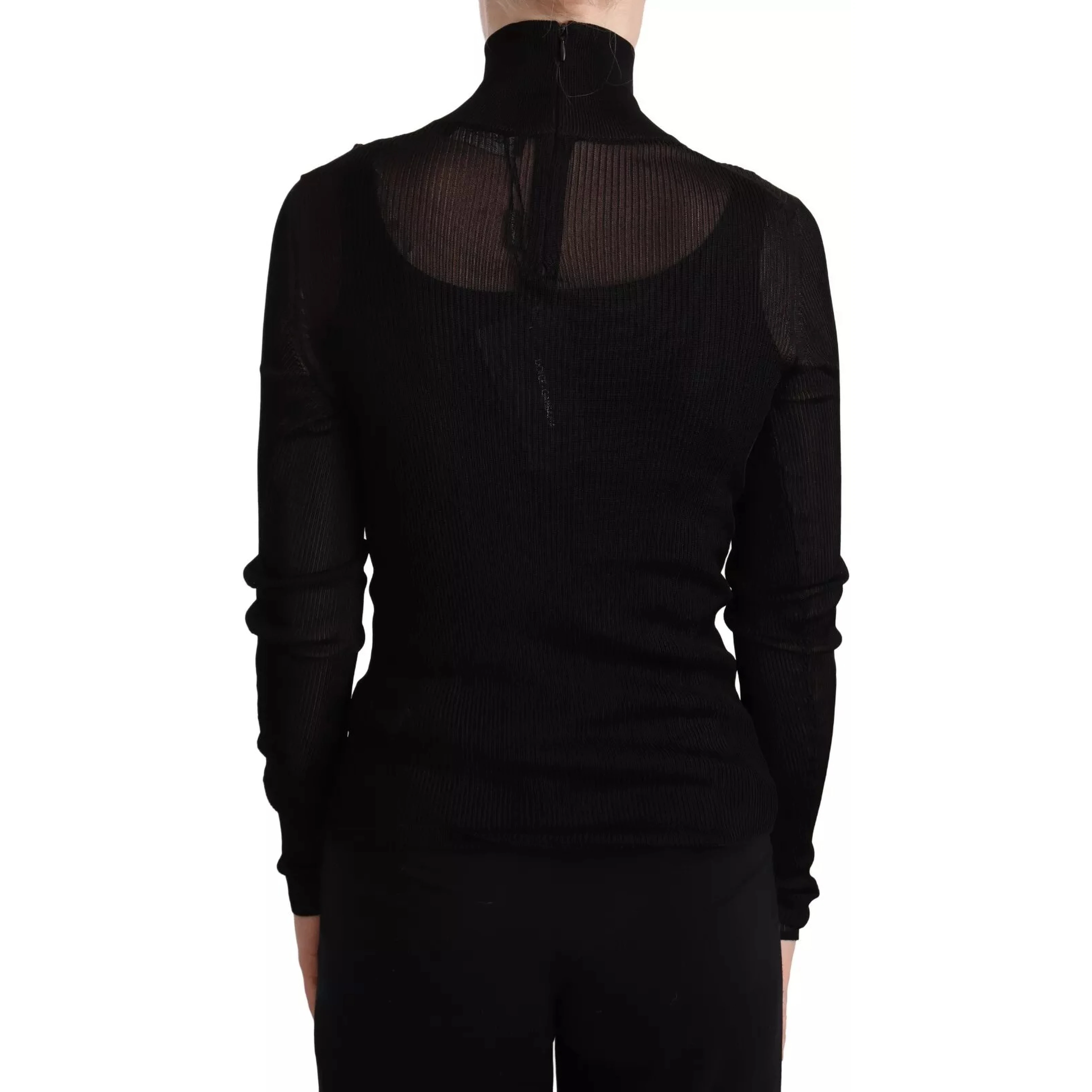 Black Turtleneck Form Fitting Pullover Sweater