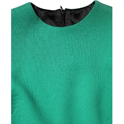 Green Viscose Acetate Mini Long Sleeve Dress