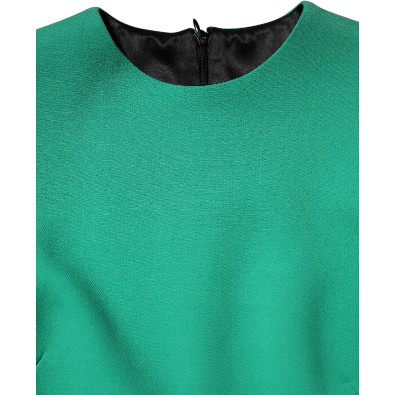 Green Viscose Acetate Mini Long Sleeve Dress