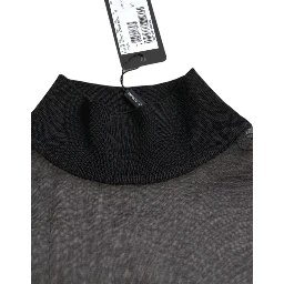 Black Mesh Turtleneck Sheer Blouse Top