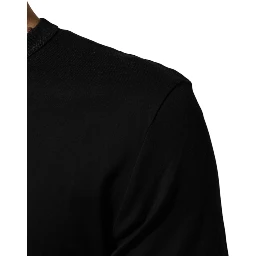 Black Cotton Velvet Logo Print Men T-shirt