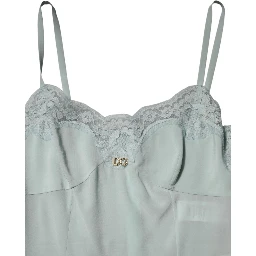 Light Blue Silk Lace Midi Bodycon Slip Dress