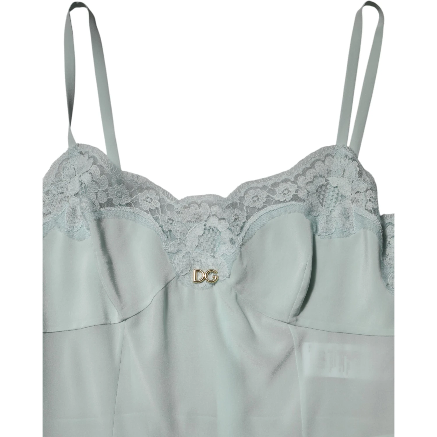 Light Blue Silk Lace Midi Bodycon Slip Dress