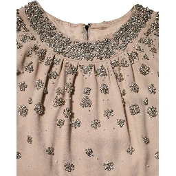 Nude Ecru Beaded Crystal Embellished Dress