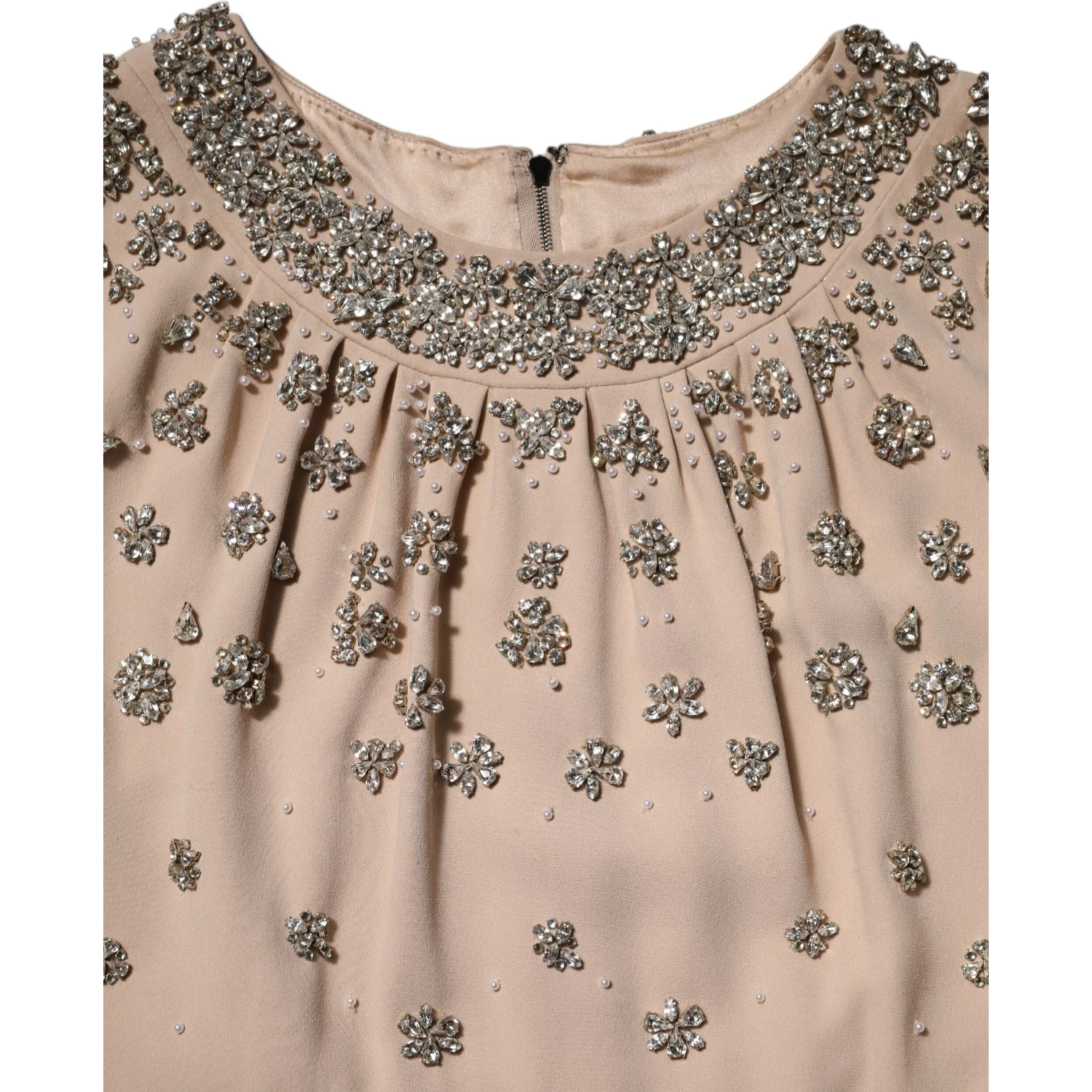 Nude Ecru Beaded Crystal Embellished Dress