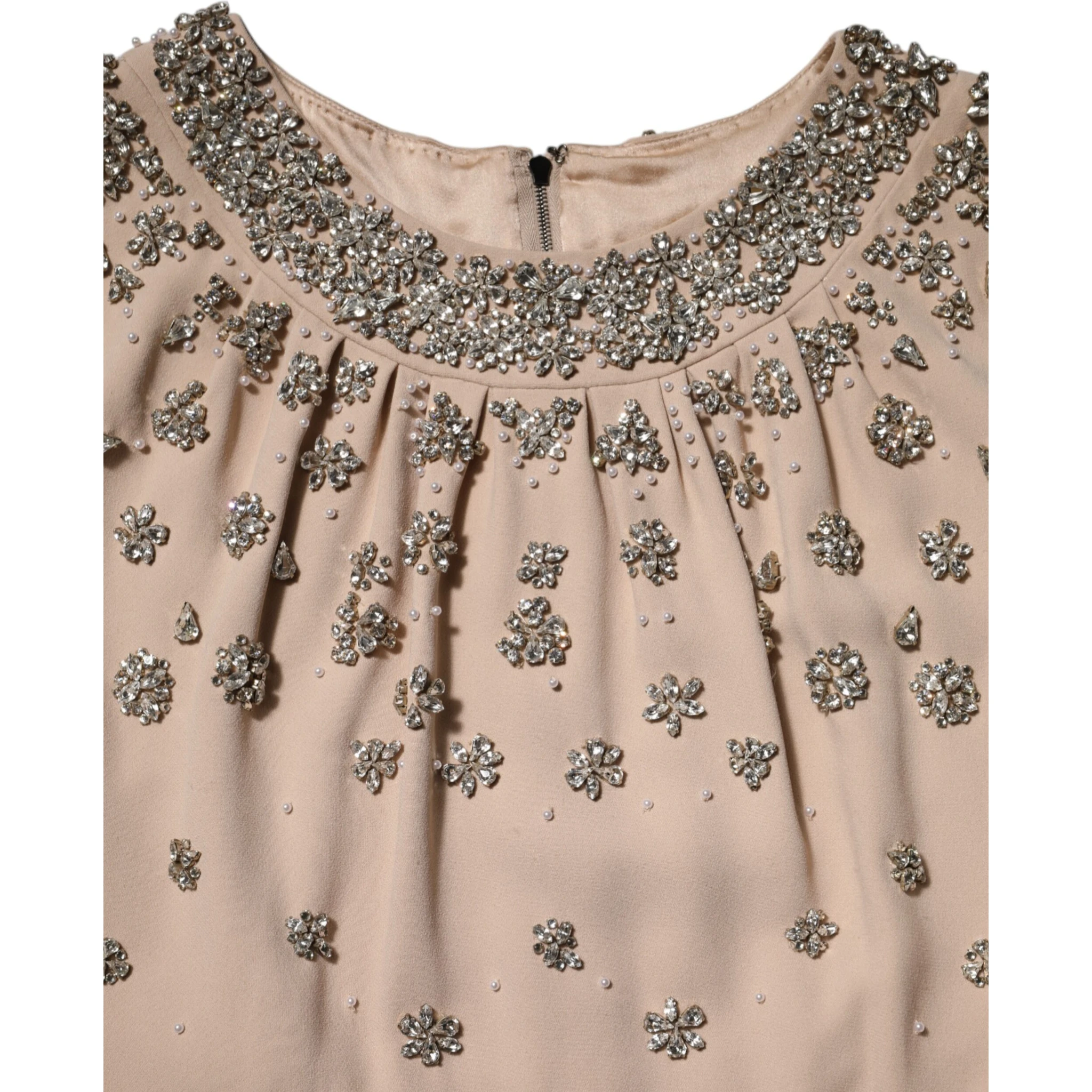 Nude Ecru Beaded Crystal Embellished Dress