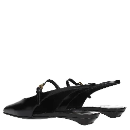Black Leather Flat Sandals