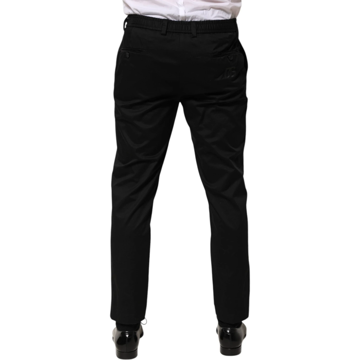 Black Cotton Tapered Men Formal Trousers Pants