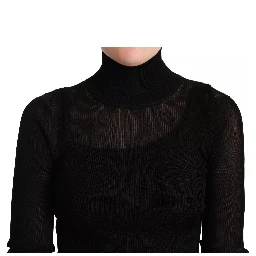 Black Turtleneck Form Fitting Pullover Sweater