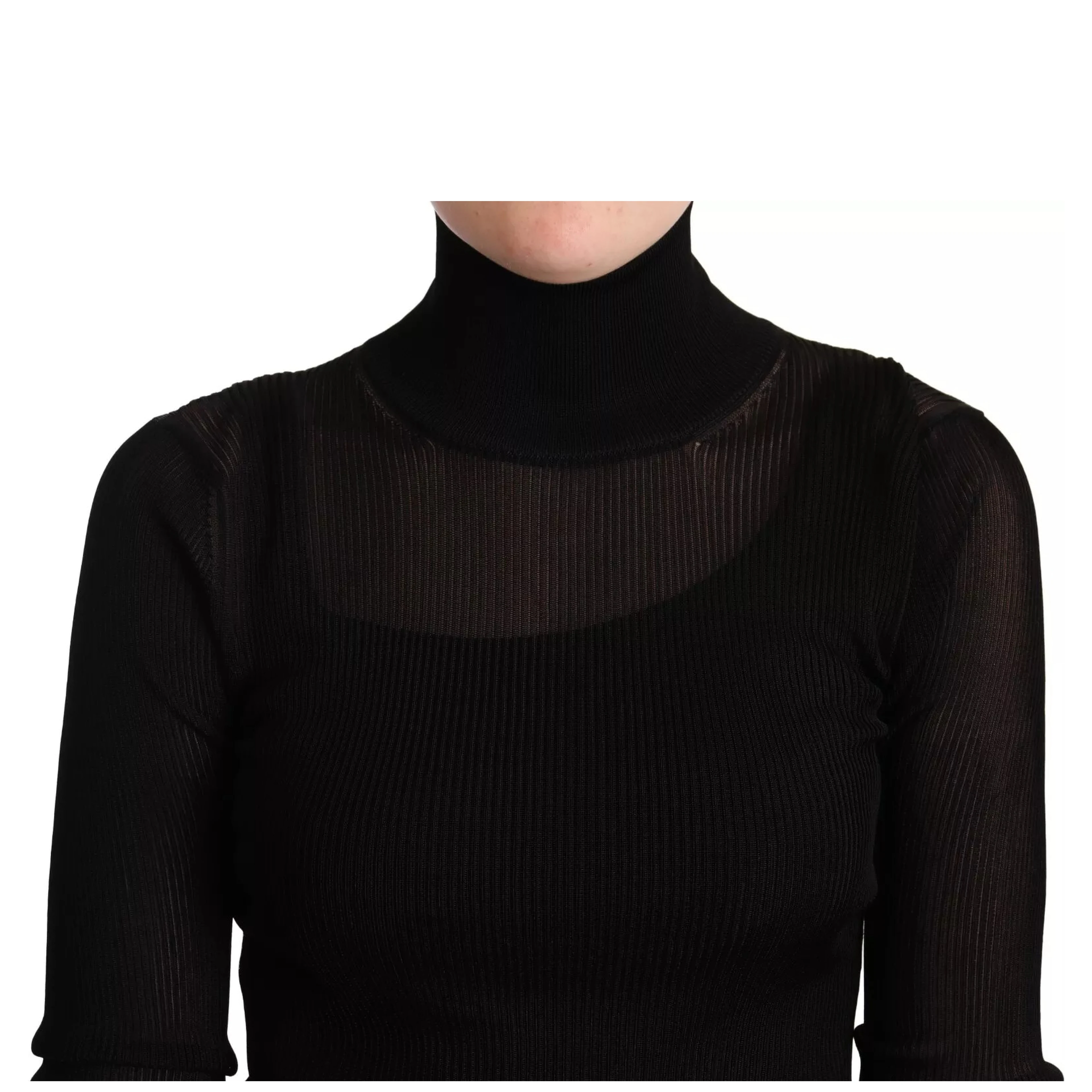 Black Turtleneck Form Fitting Pullover Sweater