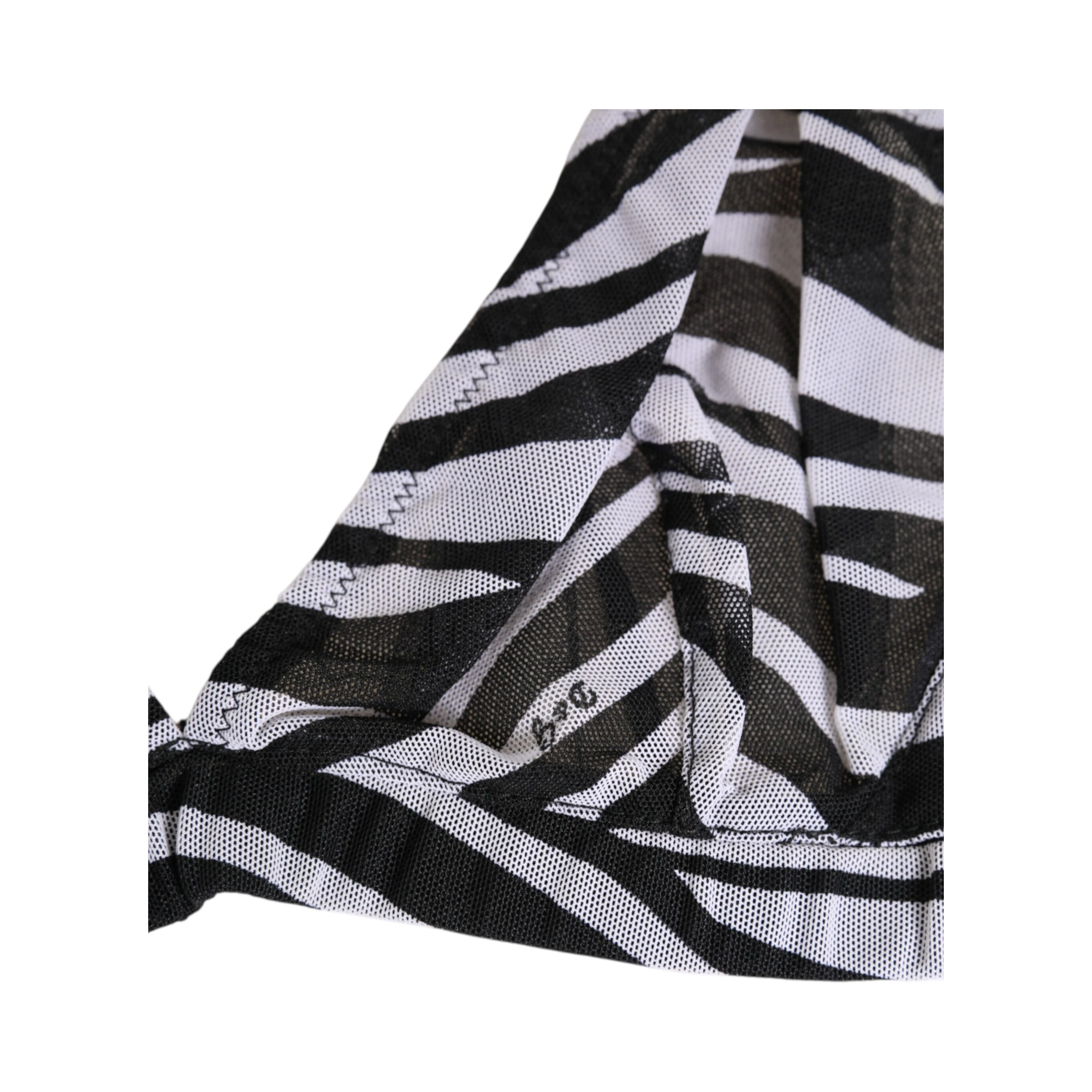 Black White Zebra Print Sheer Mesh Bralette Underwear