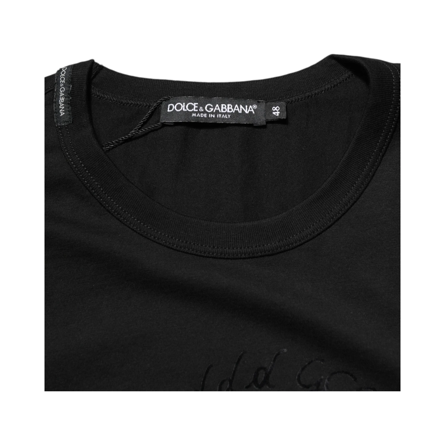 Black Cotton Velvet Logo Print Men T-shirt