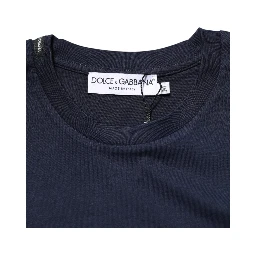 Dark Blue Cotton DG Logo Print Men’s Top T-shirt