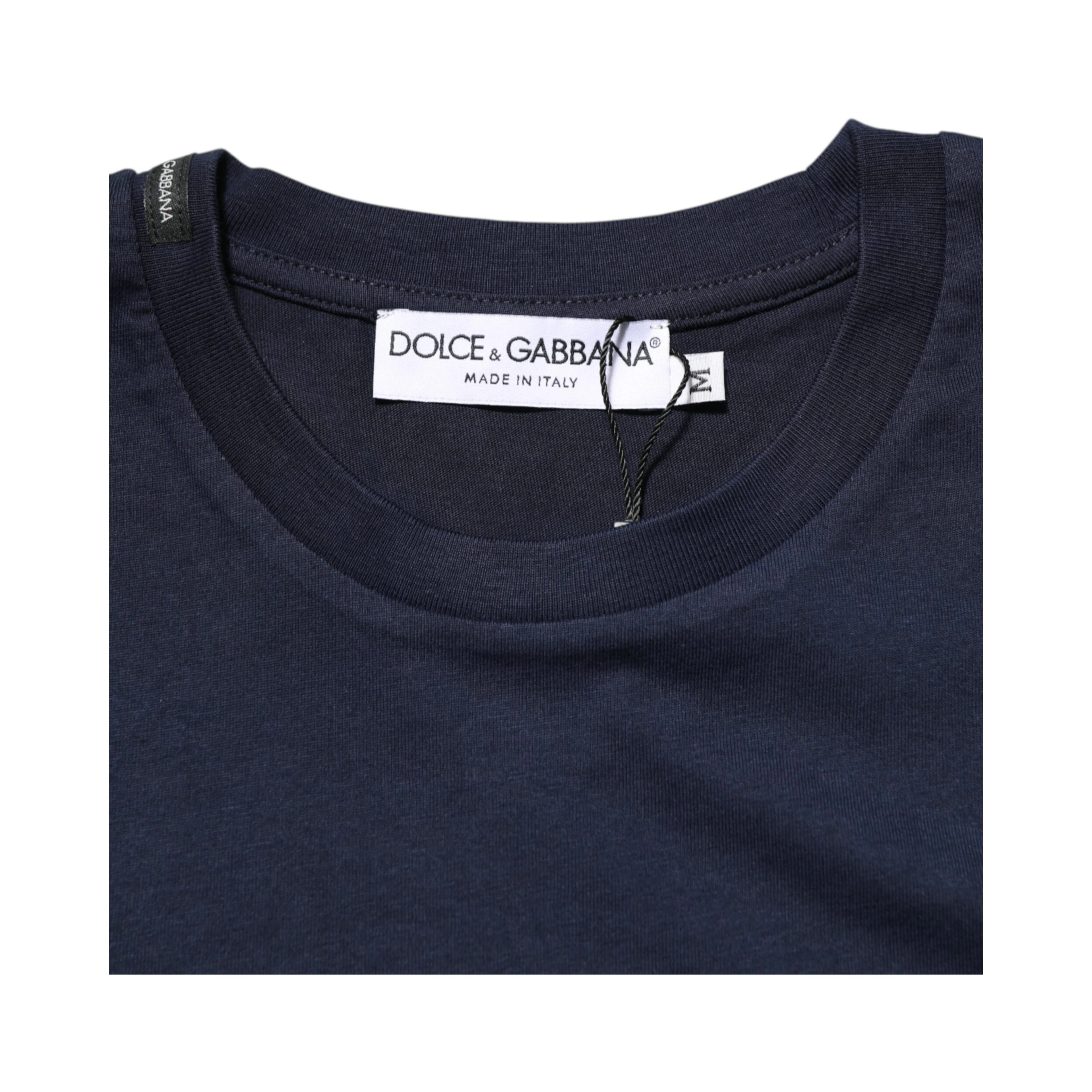 Dark Blue Cotton DG Logo Print Men’s Top T-shirt