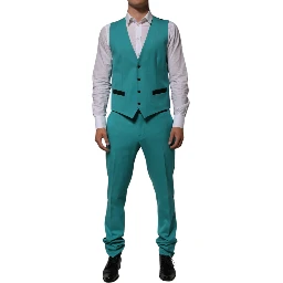 Cyan 3 Piece Wool Silk Blend Suit SICILIA