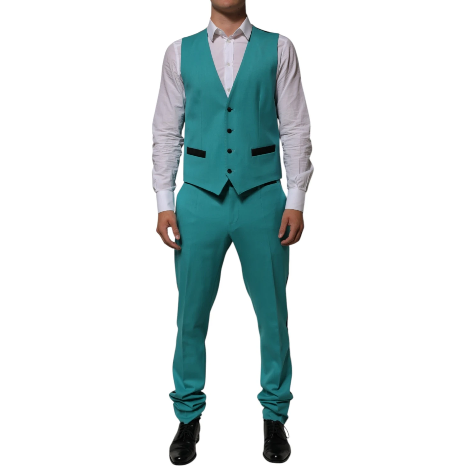 Cyan 3 Piece Wool Silk Blend Suit SICILIA
