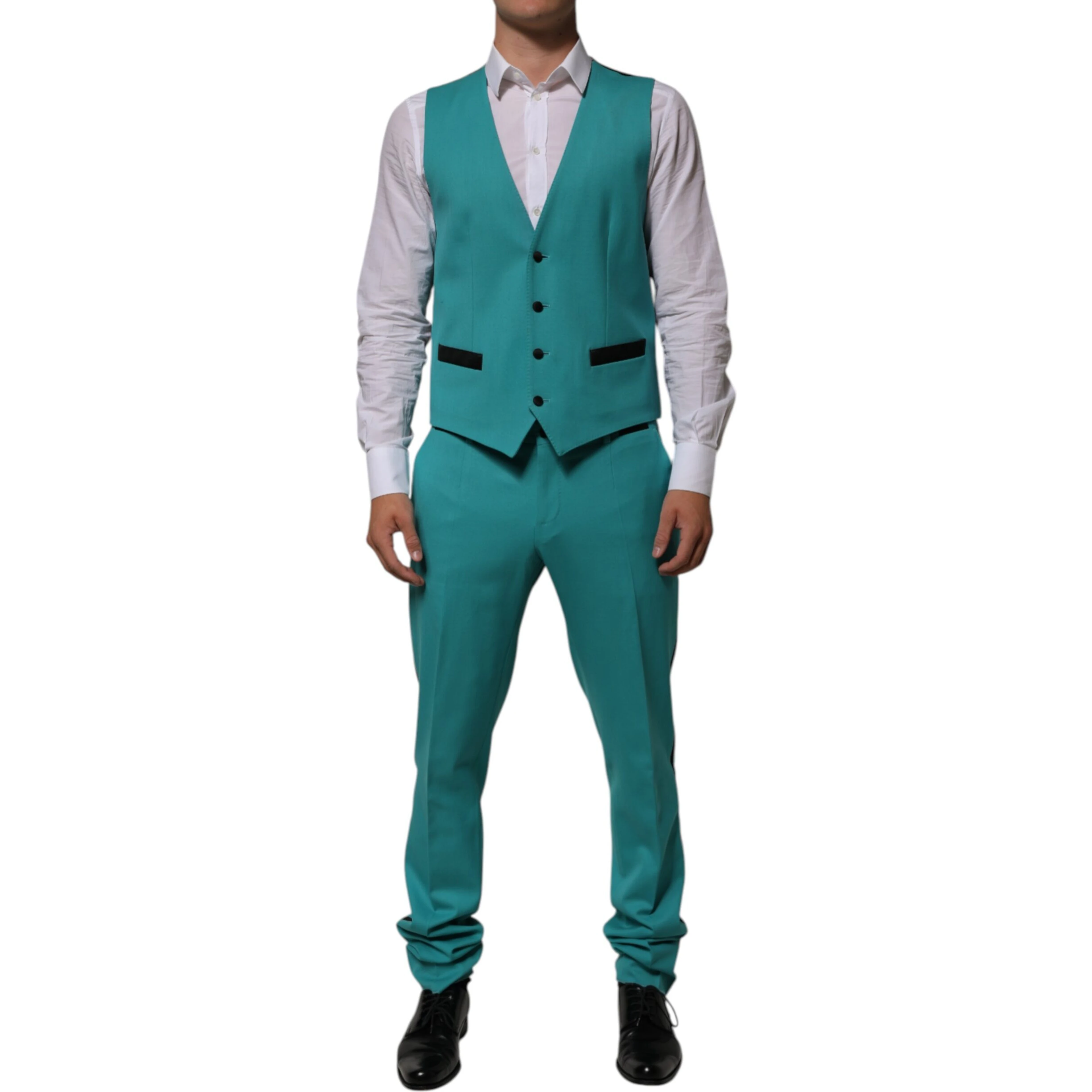 Cyan 3 Piece Wool Silk Blend Suit SICILIA