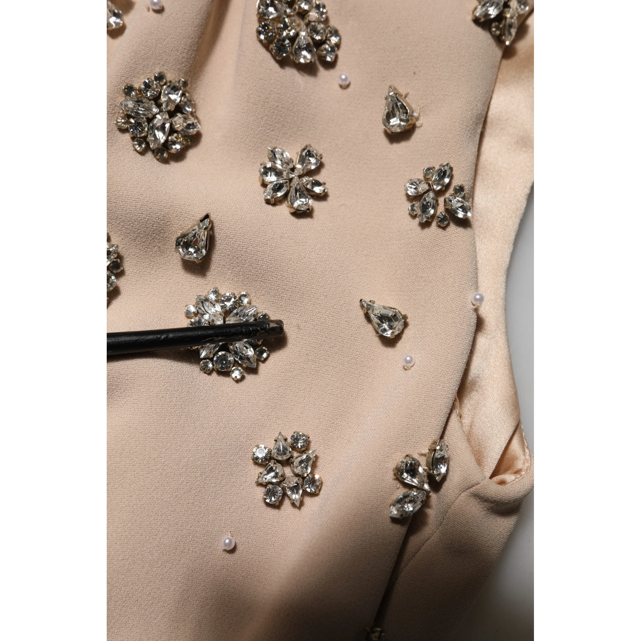 Nude Ecru Beaded Crystal Embellished Dress