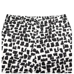Black White Abstract Print Cotton Blend Pants