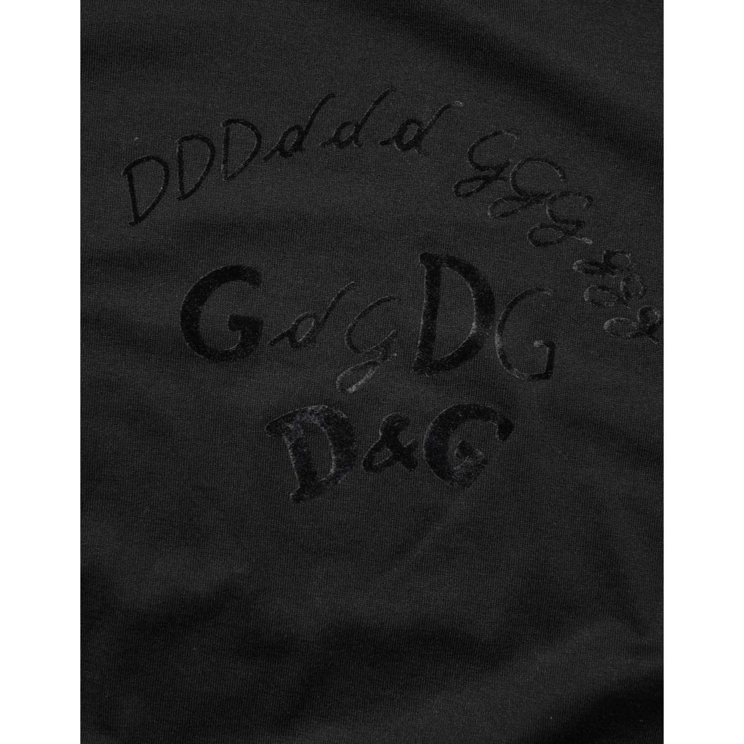 Black Cotton Velvet Logo Print Men T-shirt
