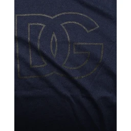 Dark Blue Cotton DG Logo Print Men’s Top T-shirt