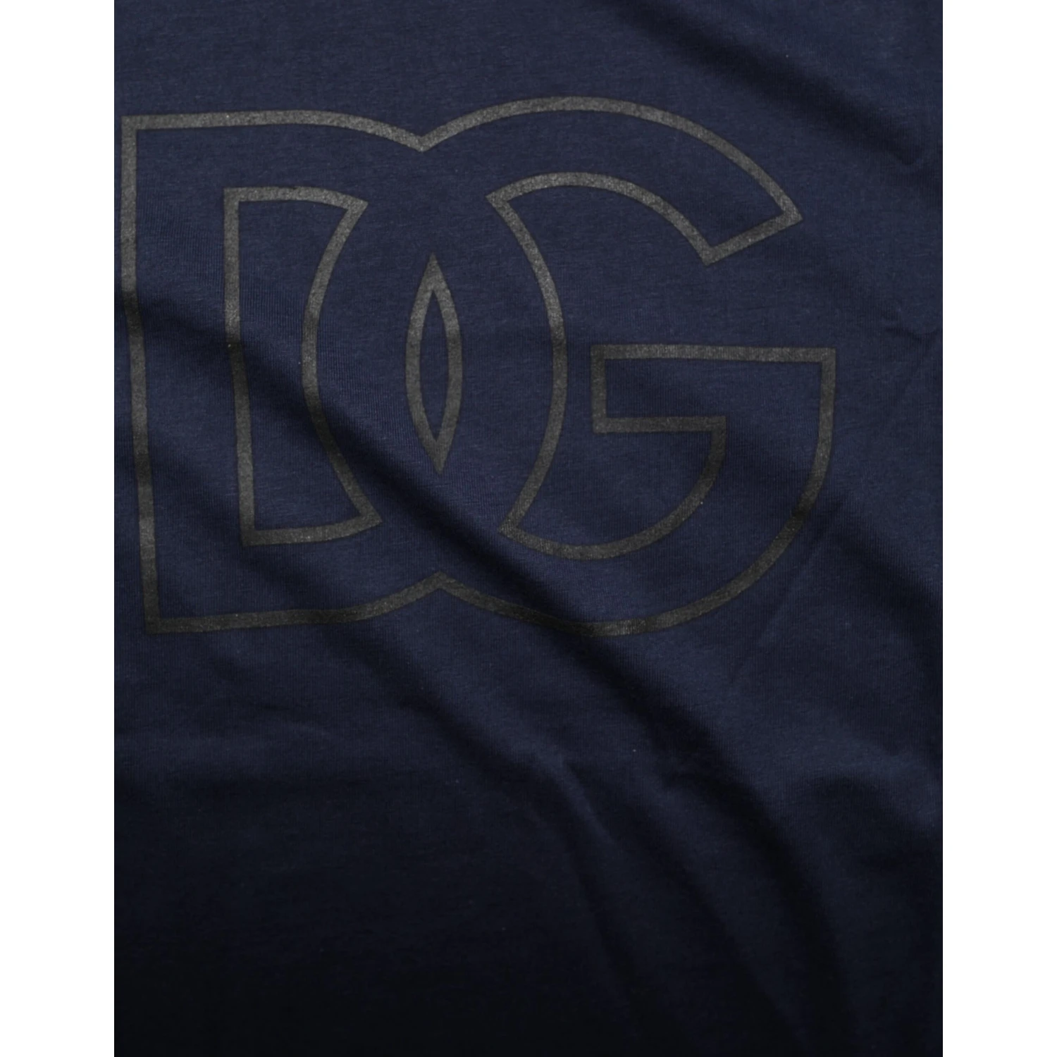 Dark Blue Cotton DG Logo Print Men’s Top T-shirt