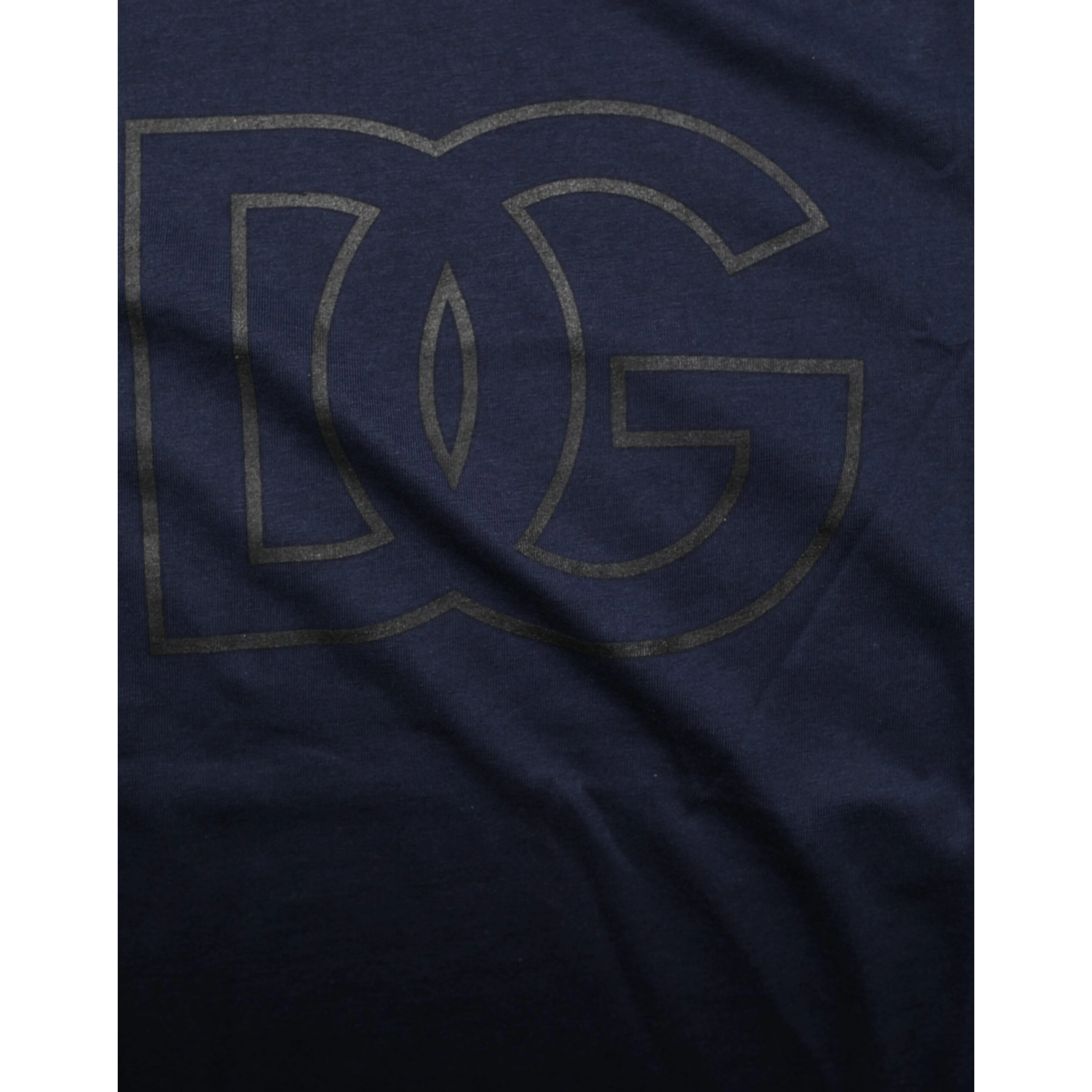 Dark Blue Cotton DG Logo Print Men’s Top T-shirt