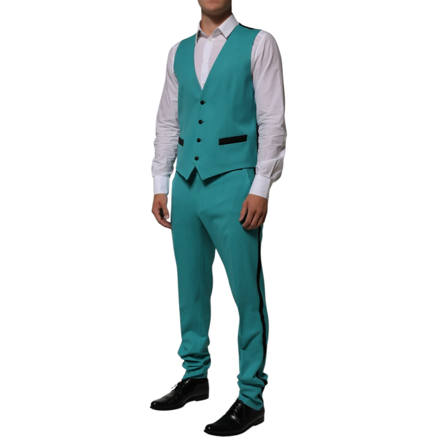 Cyan 3 Piece Wool Silk Blend Suit SICILIA