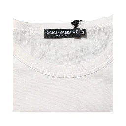 White Cotton DG Crown Embossed Men T-shirt