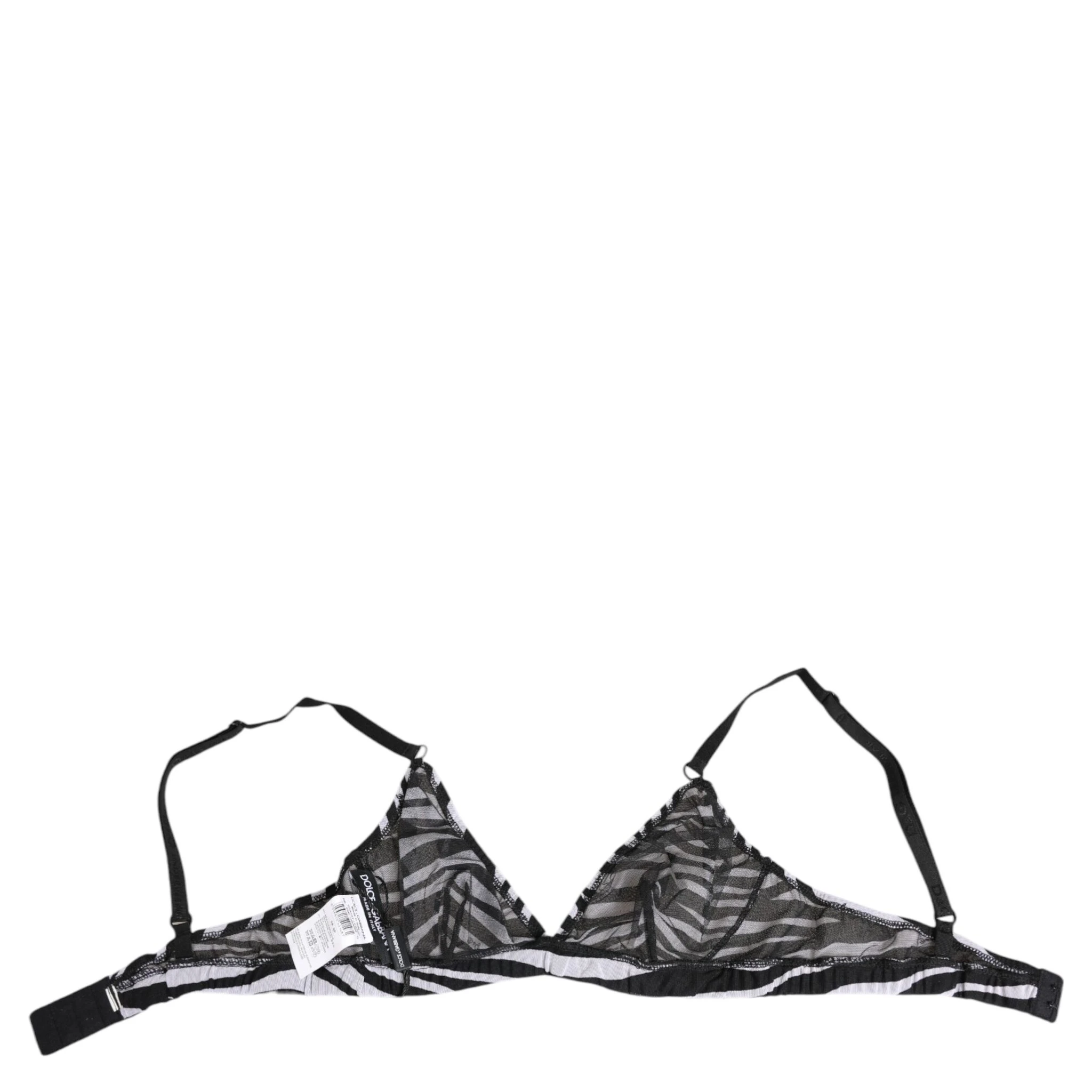 Black White Zebra Print Sheer Mesh Bralette Underwear