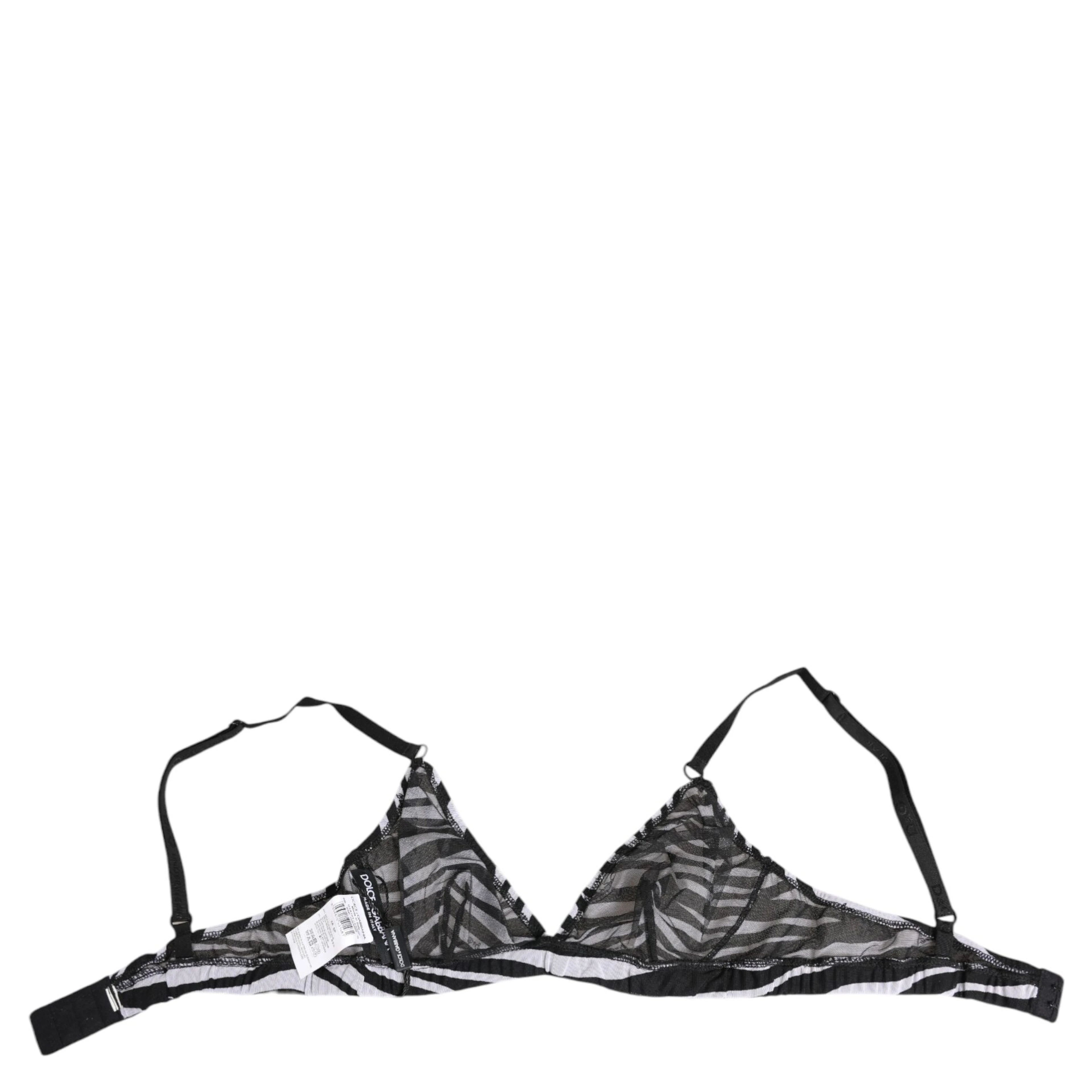 Black White Zebra Print Sheer Mesh Bralette Underwear