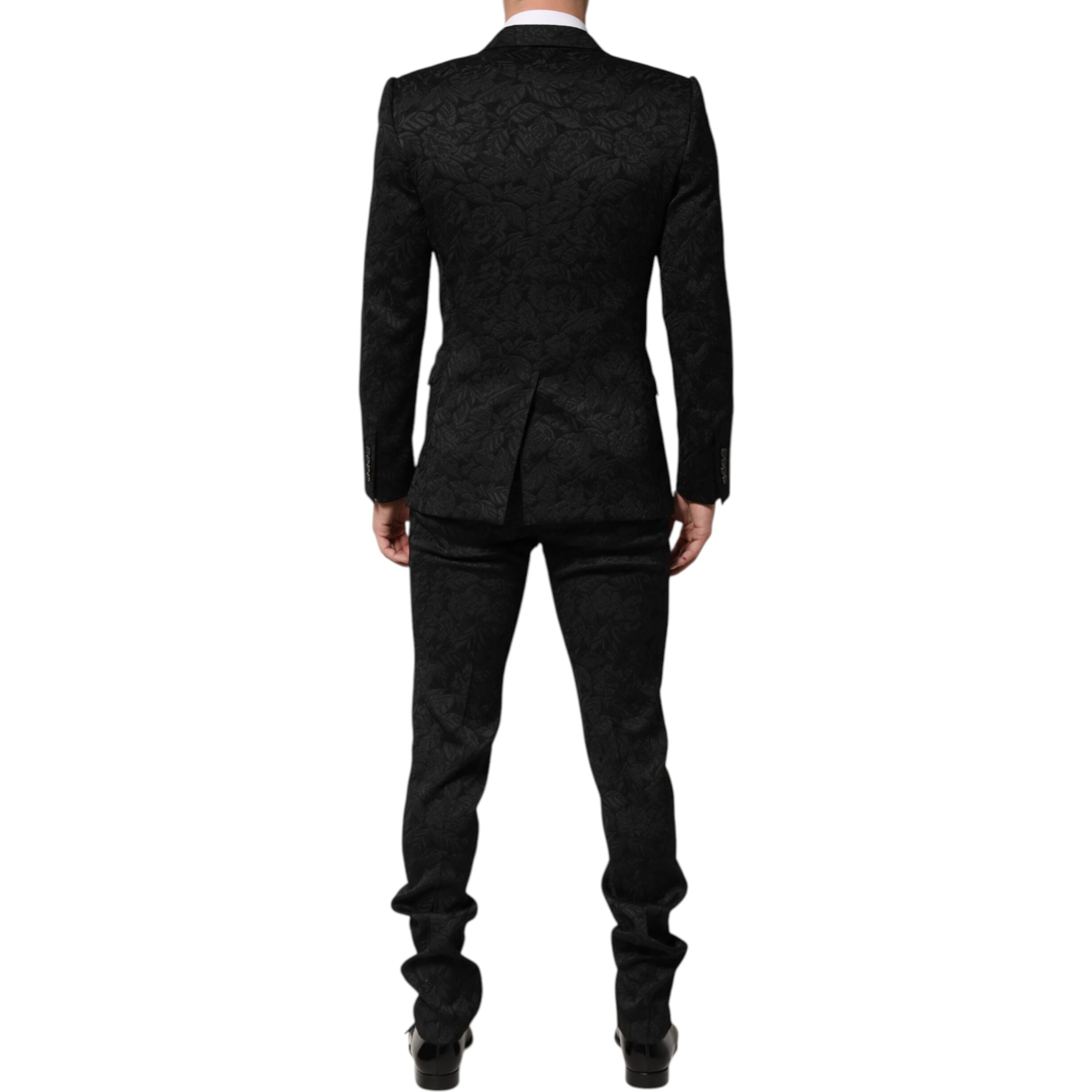 Black 3 Piece Brocade Jacquard Suit MARTINI