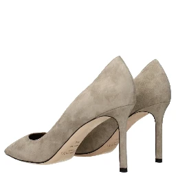 Gray Leather High Heel Pumps
