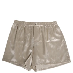 Beige Silk Satin Elastic Men Boxer Short Swimwear