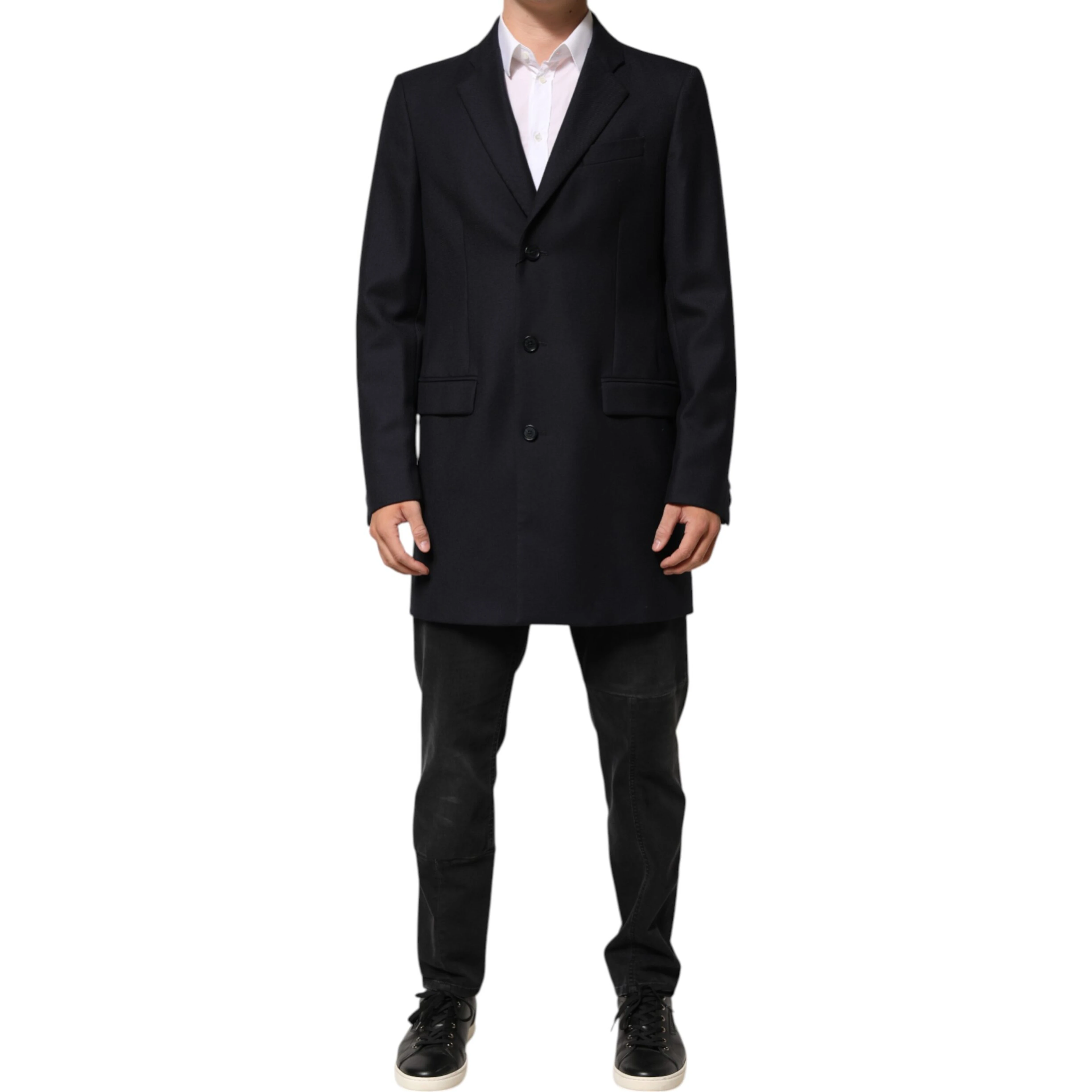 Dark Blue Wool Men Jacket Coat Blazer Suit