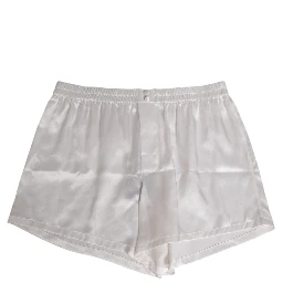 White Silk Satin Elastic Men Boxer Short Swimwear