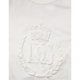 White Cotton DG Crown Embossed Men T-shirt