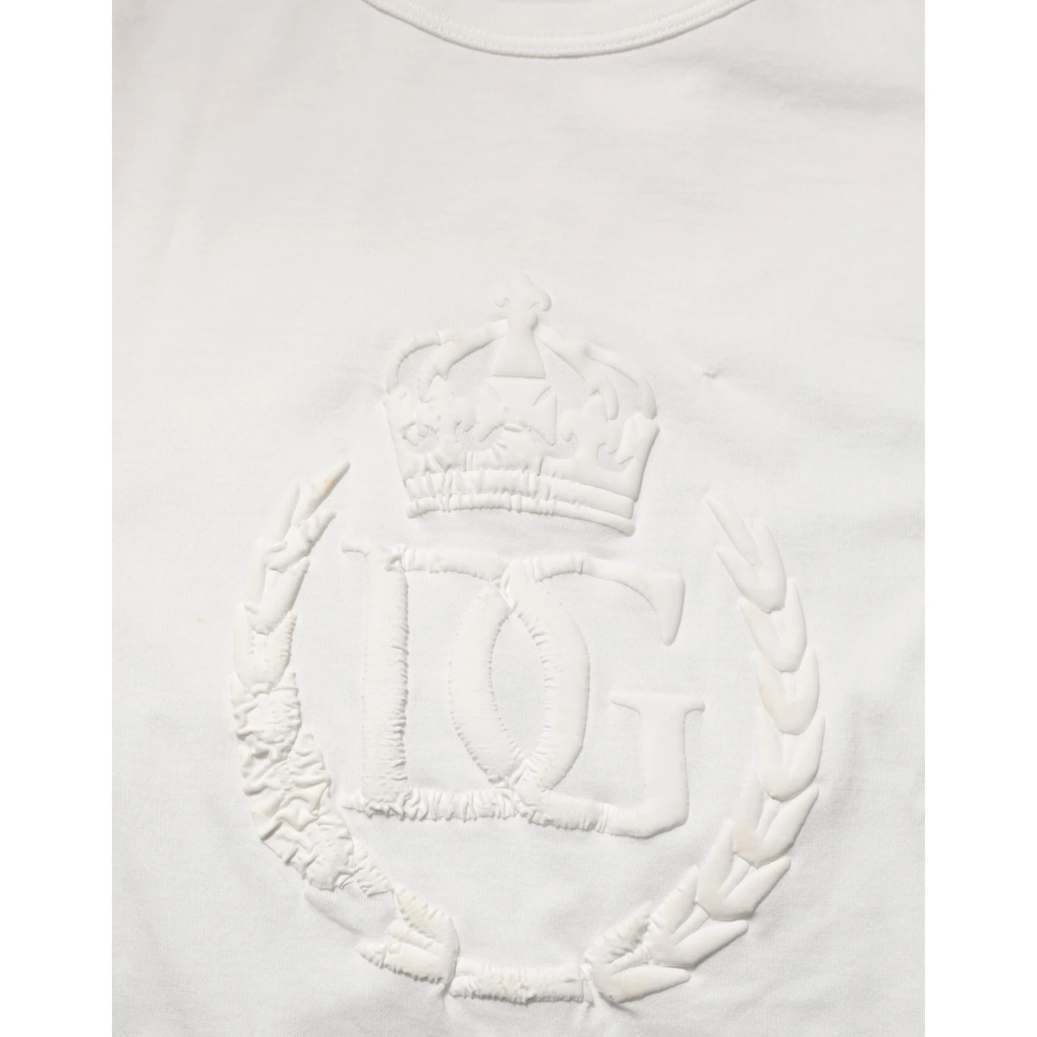 White Cotton DG Crown Embossed Men T-shirt