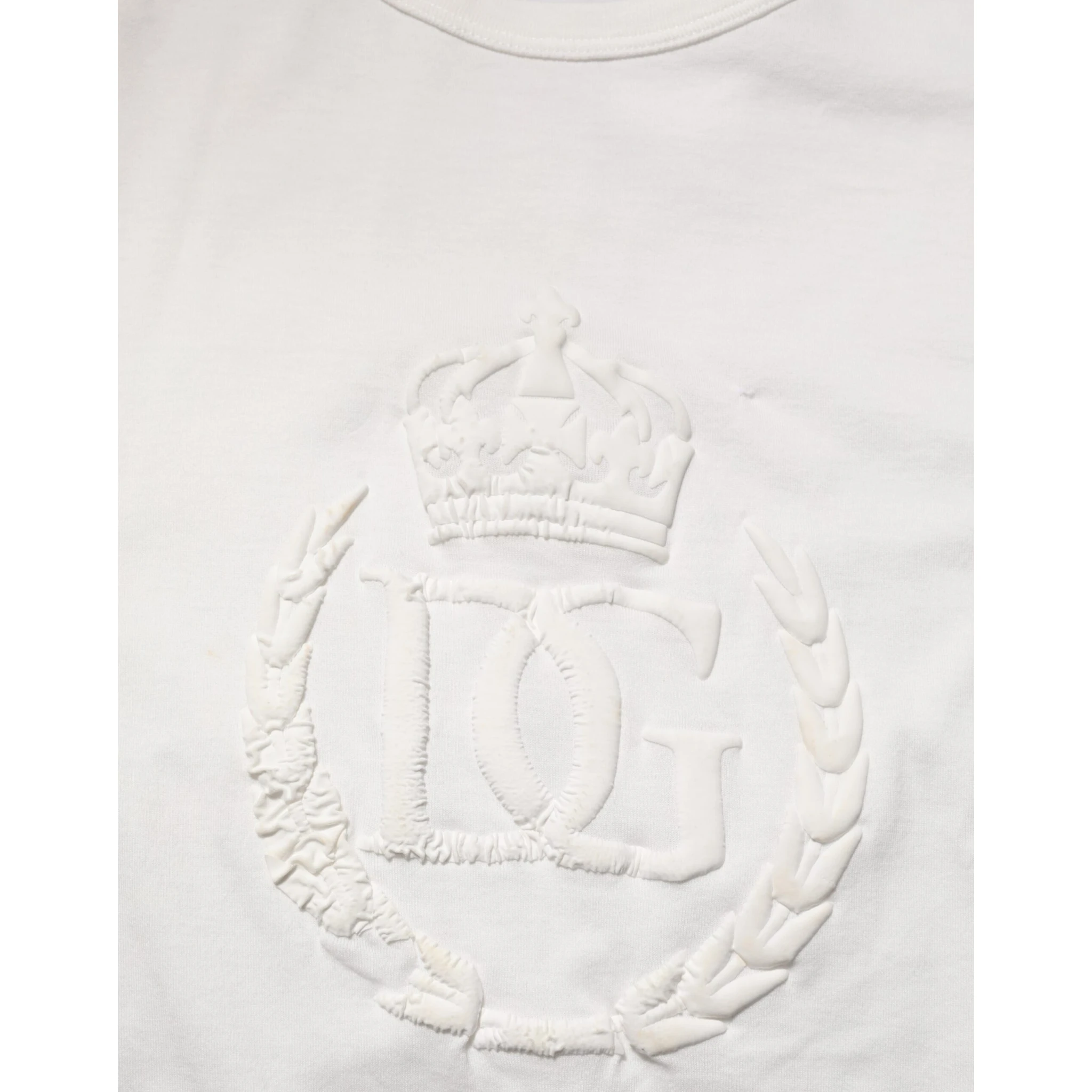 White Cotton DG Crown Embossed Men T-shirt