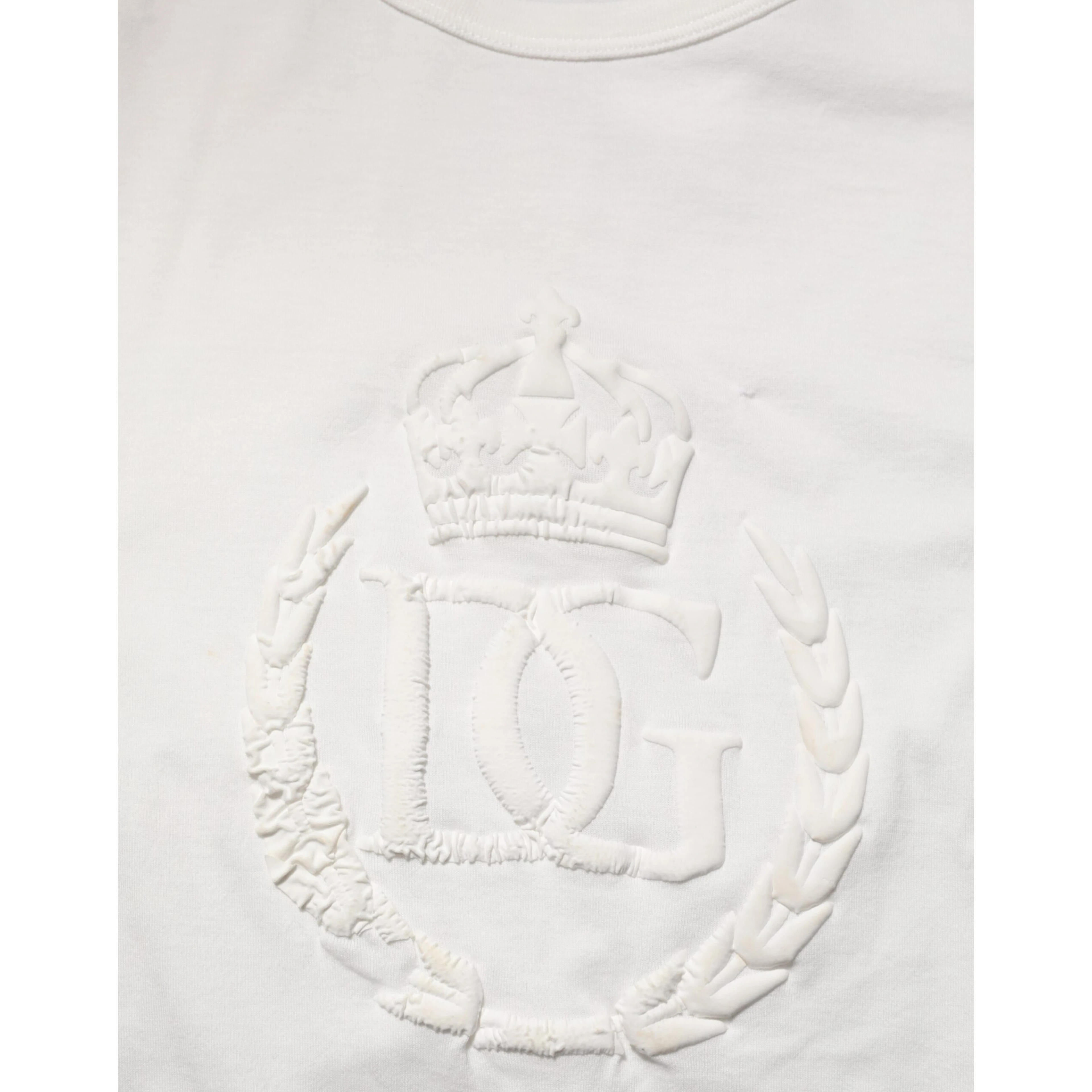 White Cotton DG Crown Embossed Men T-shirt
