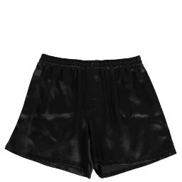 Black Silk Satin Elastic Men Boxer Short Swimwear